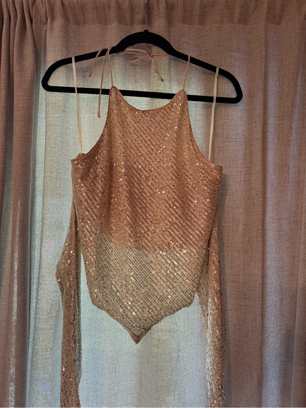 TALULAH Champagne Sequin Halter Camisole